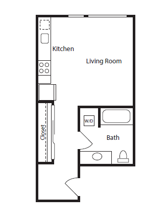 Studio E, 1 ba, 434-466 sq. ft.